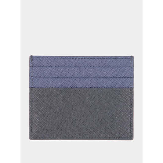 Prada Card Saffiano Black Holder Blue Prada Card Saffiano Black Holder Blue